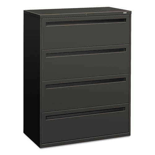 HON® Brigade 700 Series Lateral File, 4 Legal/Letter-Size File Drawers, Charcoal, 42" x 18" x 52.5"