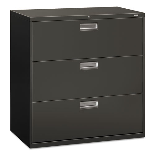 Hon® Brigade 600 Series Lateral File, 3 Legal/Letter-Size File Drawers, Charcoal, 42" X 18" X 39.13"