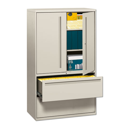 Brigade 700 Series Lateral File, Three-Shelf Enclosed Storage, 2 Legal/Letter-Size File Drawers, Gray, 42" x 18" x 64.25"