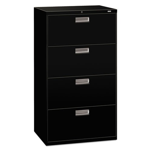 Brigade 600 Series Lateral File, 4 Legal/Letter-Size File Drawers, Black, 30" x 18" x 52.5"