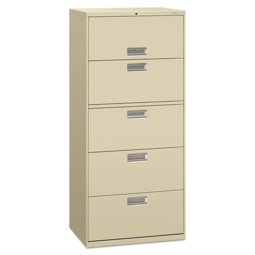 Brigade 600 Series Lateral File, 4 Legal/Letter-Size File Drawers, 1 File Shelf, 1 Post Shelf, Putty, 30" x 18" x 64.25"