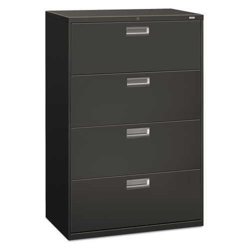 HON® Brigade 600 Series Lateral File, 4 Legal/Letter-Size File Drawers, Charcoal, 36" x 18" x 52.5"