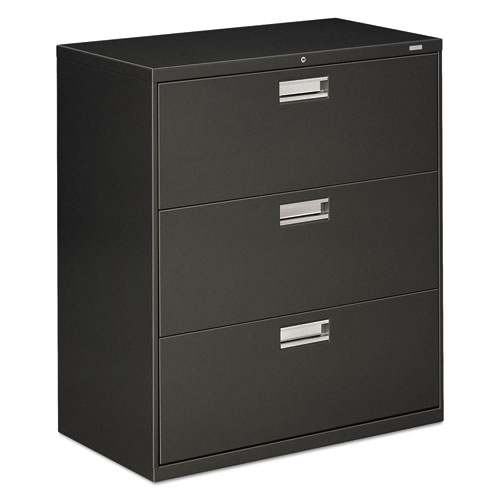 HON® Brigade 600 Series Lateral File, 3 Legal/Letter-Size File Drawers, Charcoal, 36" x 18" x 39.13"