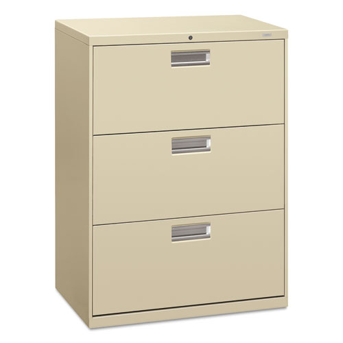 Brigade 600 Series Lateral File, 3 Legal/Letter-Size File Drawers, Putty, 30" x 18" x 39.13"