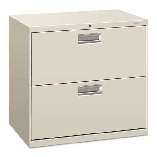 HON® Brigade 600 Series Lateral File, 2 Legal/Letter-Size File Drawers, Light Gray, 30" x 18" x 28"
