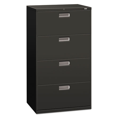 Brigade 600 Series Lateral File, 4 Legal/Letter-Size File Drawers, Charcoal, 30" x 18" x 52.5"