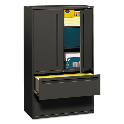 HON® Brigade 700 Series Lateral File, Three-Shelf Enclosed Storage, 2 Legal/Letter-Size File Drawers, Charcoal, 42" x 18" x 64.25"