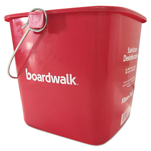 Image of Sanitizing Bucket, 6 qt, Plastic, Red, 8" dia