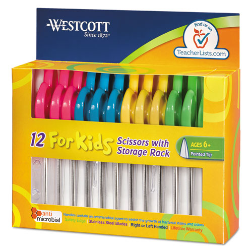 Westcott® Kids Scissors with Antimicrobial Protection, 5" Blunt, 12/Pack