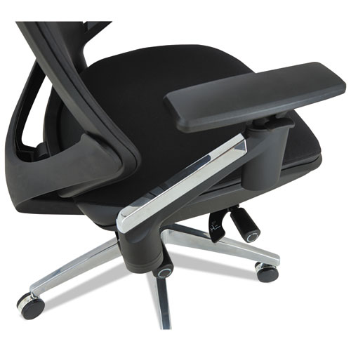 Image of Alera EB-W Series Pivot Arm Multifunction Mesh Chair, Supports 275 lb, 18.62" to 22.32" Seat, Black Seat/Back, Aluminum Base