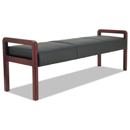 Alera Reception Lounge WL Series Bench, Three-Seater, 65.75w x 22.25d x 22.88h, Black/Mahogany