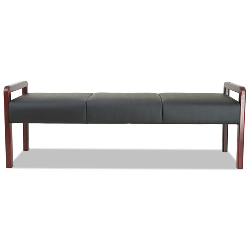 Image of Alera® Reception Lounge Wl Series Bench, Three-Seater, 65.75W X 22.25D X 22.88H, Black/Mahogany