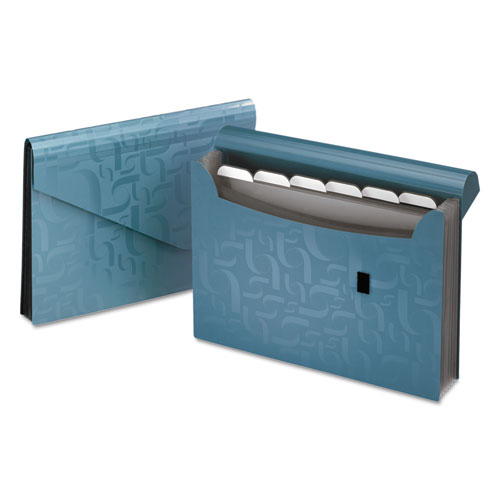 Image of Pendaflex® Expanding Poly Files, 3.5" Expansion, 7 Sections, Hook/Loop Closure, 1/6-Cut Tabs, Letter Size, Blue