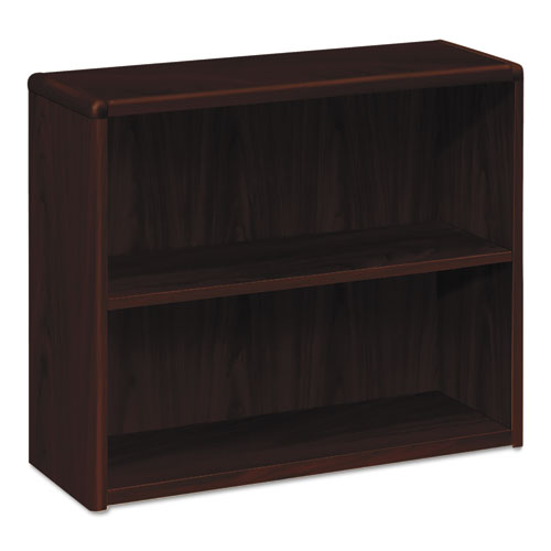 10700 Series Wood Bookcase, Two Shelf, 36w x 13 1/8d x 29 5/8h, Mahogany | by Plexsupply