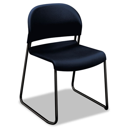 GuestStacker High Density Chairs, Regatta Seat/Regatta Back, Black Base, 4/Carton | by Plexsupply