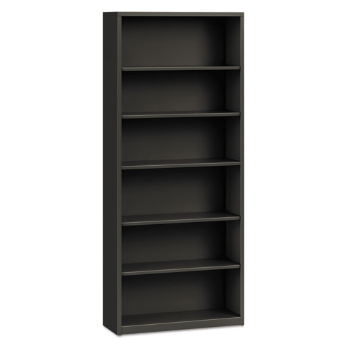 Metal Bookcase, Six-Shelf, 34-1/2w X 12-5/8d X 81-1/8h, Charcoal
