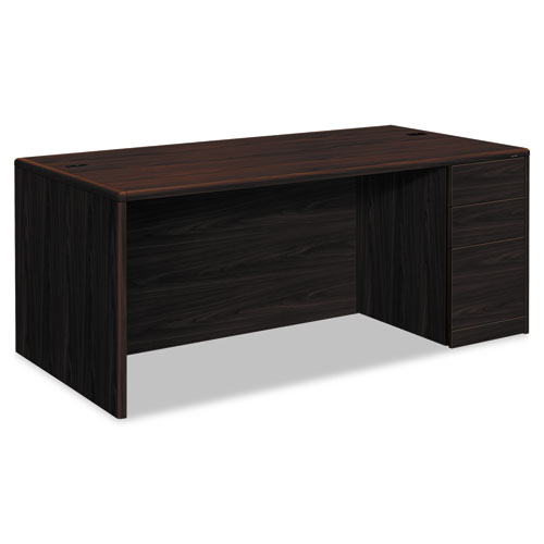 HON® 10700 Series Single Pedestal Desk with Full-Height Pedestal on Right, 72" x 36" x 29.5", Mahogany