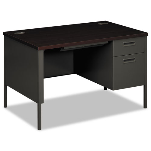 Hon® Metro Classic Series Right Pedestal Desk, 48" X 30" X 29.5", Mahogany/Charcoal