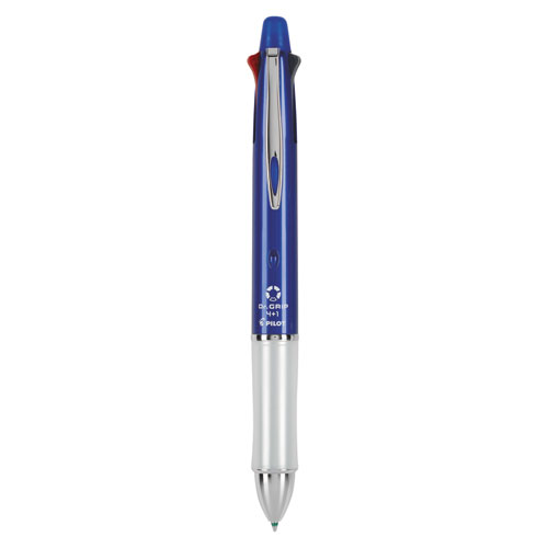 Pilot® Dr. Grip 4 + 1 Multi-Function Pen/Pencil, 4 Assorted Inks, Blue Barrel
