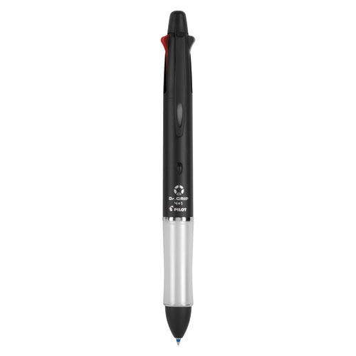 Fine Point Single Pen Grip 4+1 Multi-Function Refillable & Retractable Ballpoint Pen Pencil - 1 Black Barrel Black/Red/Blue/Green Inks 36220 PILOT Dr