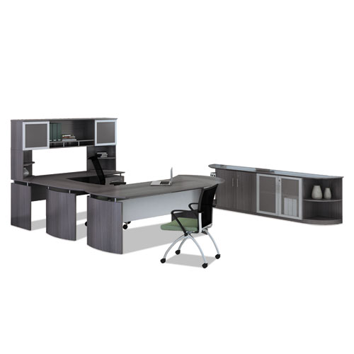 Medina Series Laminate Curved Desk Top, 72" x 36", Gray Steel