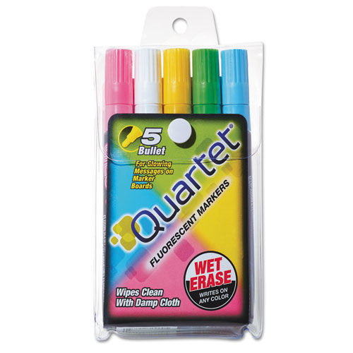 Quartet® Glo-Write Fluorescent Marker Five-Color Set, Assorted, 5/Set