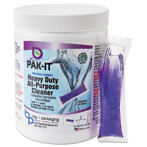 Heavy-Duty All-Purpose Cleaner, Pleasant Scent, 20 Pak-Its/jar, 12/carton