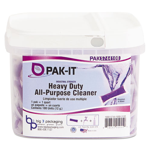 Heavy-Duty All-Purpose Cleaner, Pleasant Scent, 100 PAK-ITs/Tub, 4 Tubs/CT