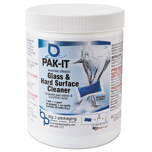 Glass & Hard-Surface Cleaner, Pleasant Scent, 20 Pak-Its/jar, 12 Jars/carton