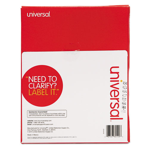 Image of Universal® White Labels, Inkjet/Laser Printers, 8.5 X 11, White, 100/Box