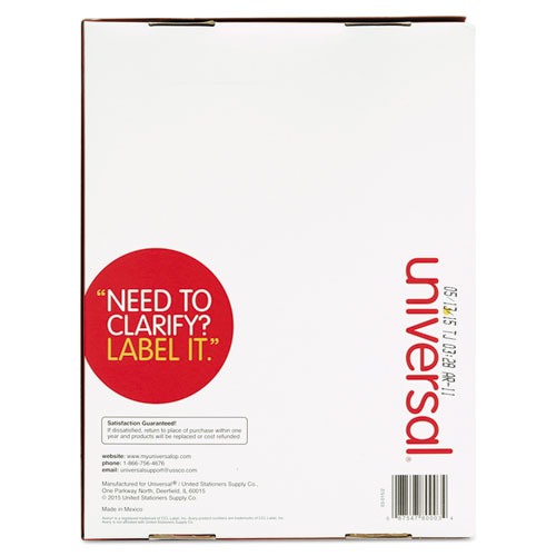 Image of Universal® White Labels, Inkjet/Laser Printers, 1.33 X 4, White, 14/Sheet, 250 Sheets/Box