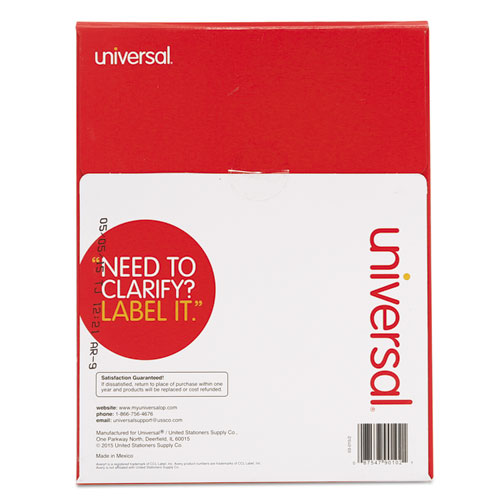 Image of Universal® Copier Mailing Labels, Copiers, 1 X 2.81, White, 33/Sheet, 100 Sheets/Box