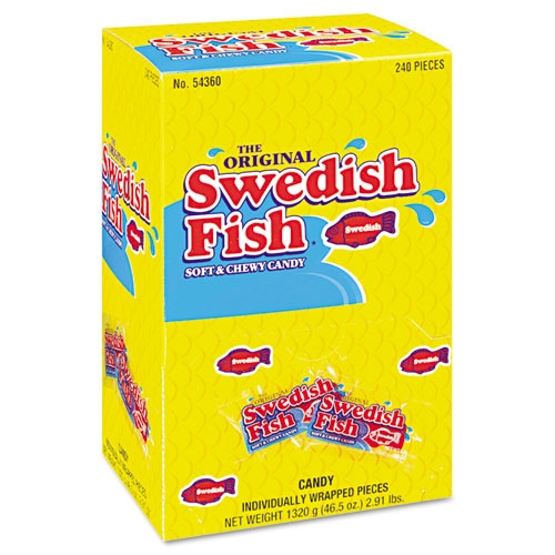 Image of Swedish Fish® Grab-And-Go Candy Snacks In Reception Box, 240-Pieces/Box