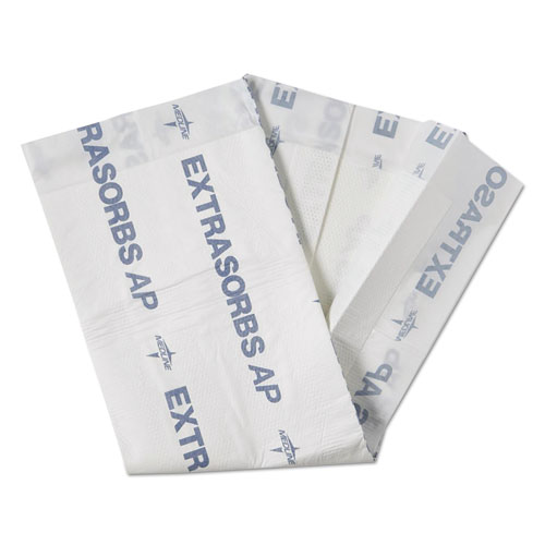 Medline Extrasorbs Air-Permeable Disposable DryPads, 30 x 36, White, 5 Pads/Pack