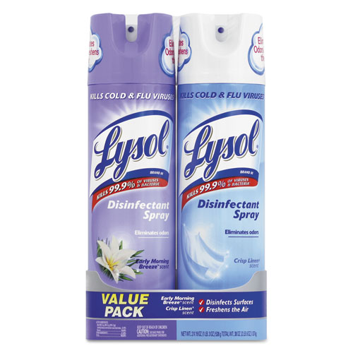 LYSOL® Brand Disinfectant Spray, Early Morning Breeze/Crisp Linen, 19 oz, 2/PK, 6 PK/CT