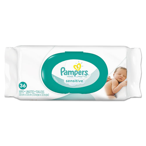 Pampers® Sensitive Baby Wipes, White, Unscented, 6 4/5 x 7, 36/Pack