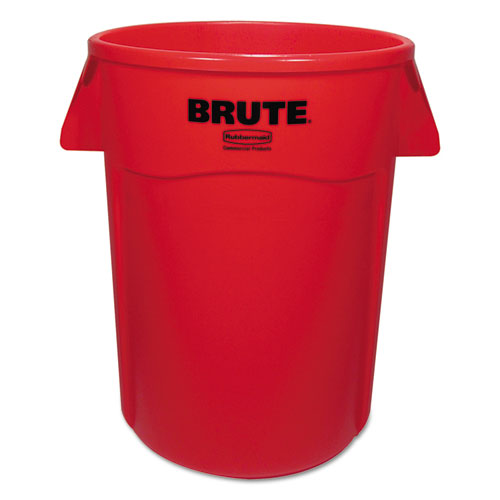 Brute Vented Trash Receptacle, Round, 44 gal, Red