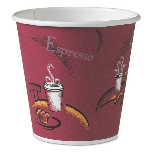 Polycoated Hot Paper Cups, 10 Oz, Bistro Design, 50/pack, 20 Pack/carton