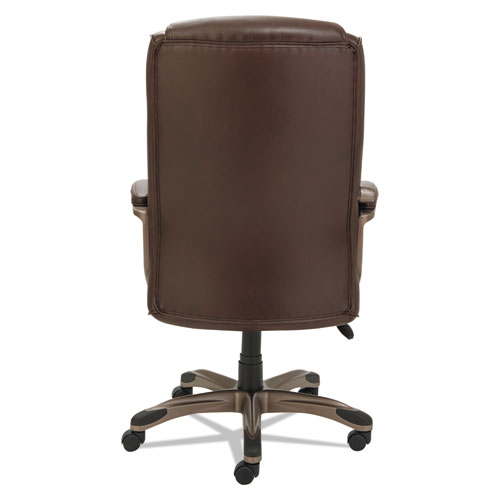 Alera Veon Series Executive High-Back Bonded Leather Chair, Supports Up to 275 lb, Brown Seat/Back, Bronze Base