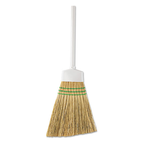 Corn Angle Broom, 12" Bristles, 54", Wooden Handle, White