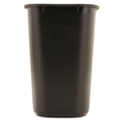 Image of Rubbermaid® Commercial Deskside Plastic Wastebasket, 7 Gal, Plastic, Black