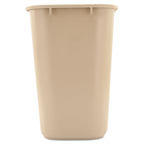 Image of Deskside Plastic Wastebasket, 7 gal, Plastic, Beige
