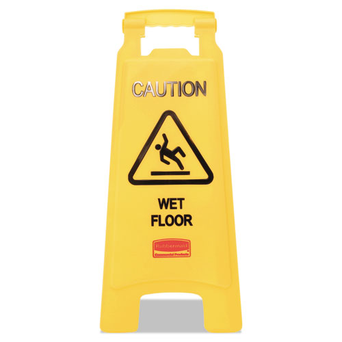 Rubbermaid® Commercial Caution Wet Floor Sign, 11 x 12 x 25, Bright Yellow