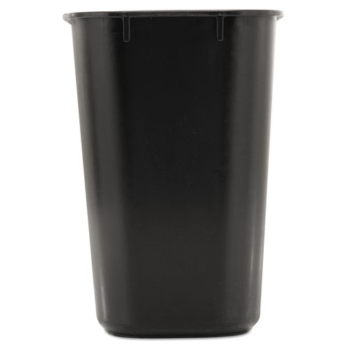 Image of Deskside Plastic Wastebasket, Rectangular, 3.5 gal, Black