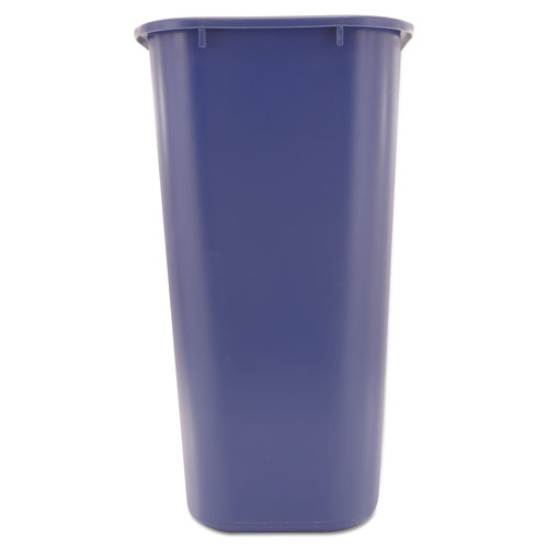 Image of Large Deskside Recycle Container with Symbol, Rectangular, Plastic, 41.25 qt, Blue