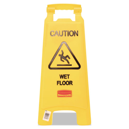 Caution Wet Floor Floor Sign, Plastic, 11 x 12 x 25, Bright Yellow