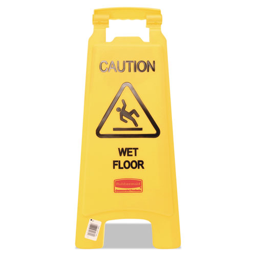 Caution Wet Floor Sign, 11 x 12 x 25, Bright Yellow, 6/Carton