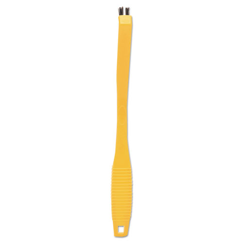 Image of Rubbermaid® Commercial Synthetic-Fill Tile And Grout Brush, Black Plastic Bristles, 2.5" Brush, 8.5" Yellow Plastic Handle