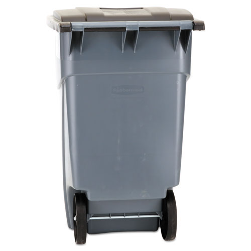 Image of Square Brute Rollout Container, 50 gal, Molded Plastic, Gray