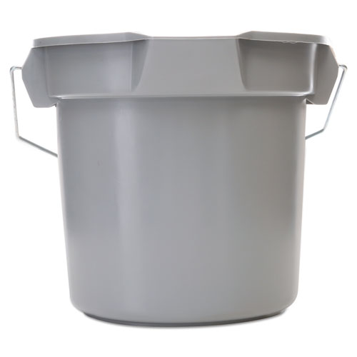 Image of 14 Quart Round Utility Bucket, Plastic, Gray, 12" dia